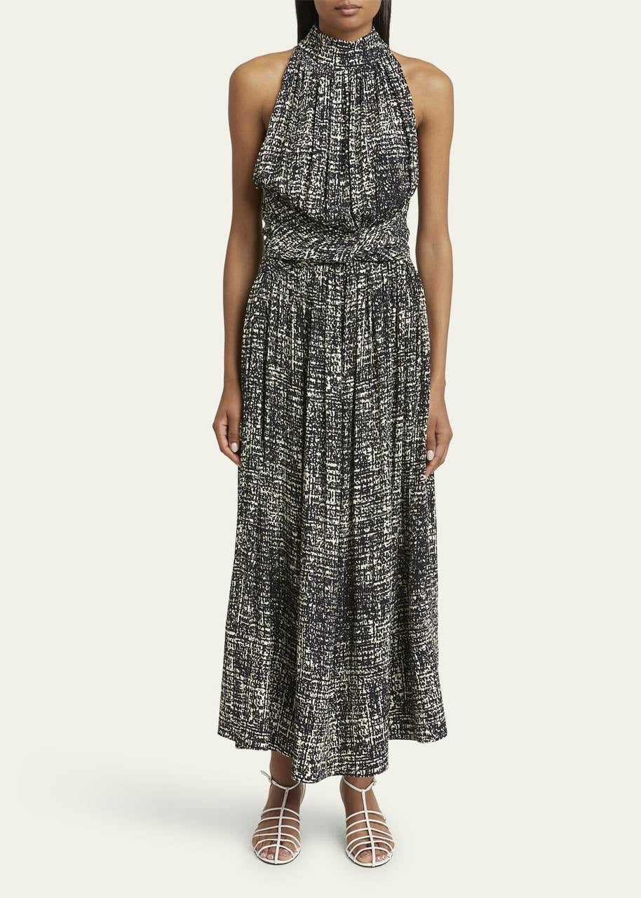 PS Lola Twist Front High Neck Sleeveless Vicose Crepe Midi Dresss