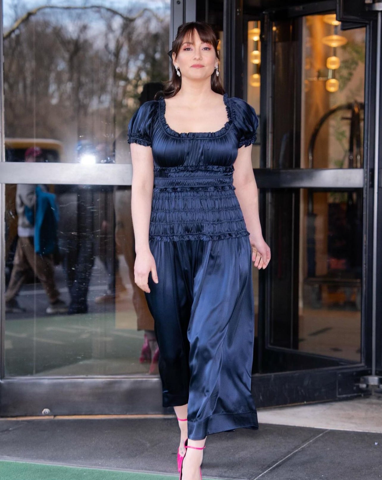 DN Leanne Midi Dress in Navy Blue Silk