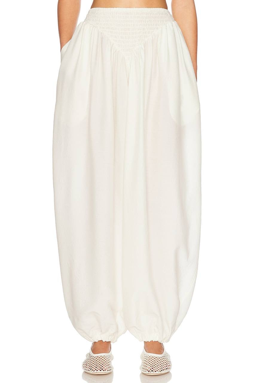 HS Smocked Tunic Bandeau Top | Balloon Pant | Wool-Silk Set