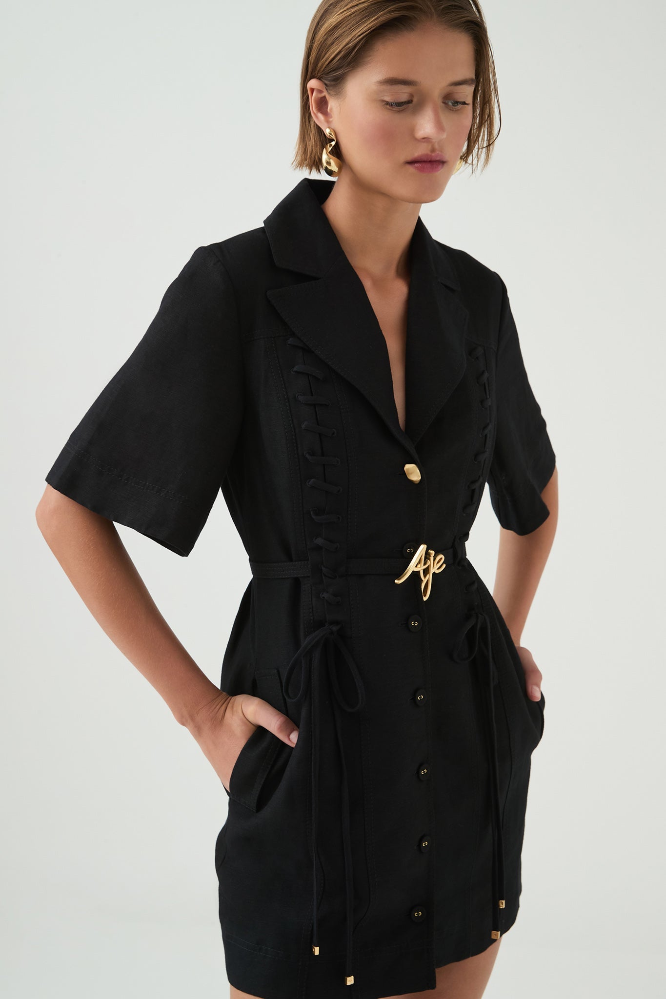 AJ Morgan & Ana Linen-Blend Mini Dress
