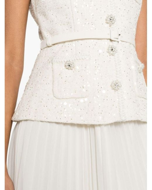 SP Cream Sequin Boucle Tailored Midi Dress