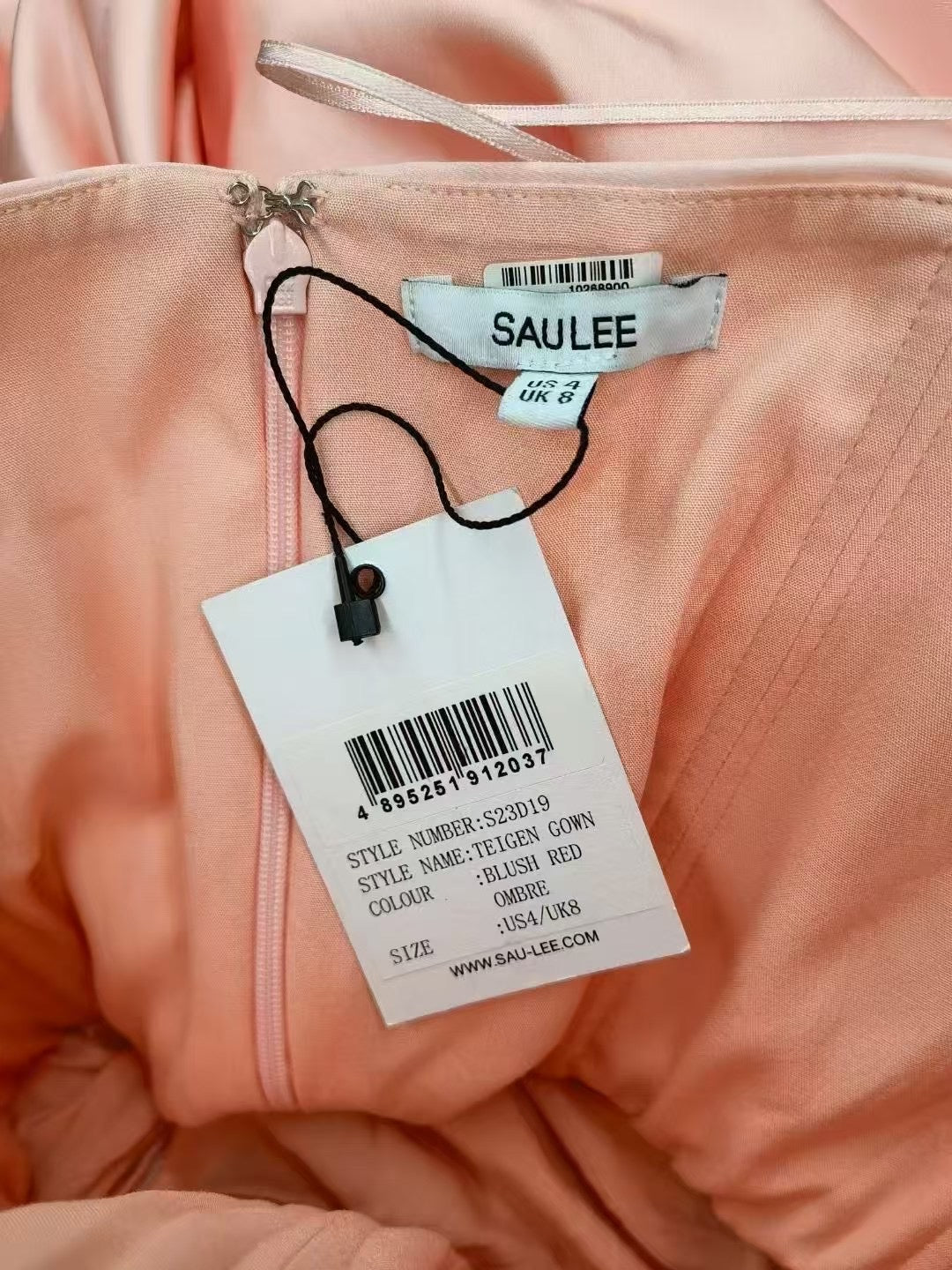 SAU Teigen Blush Red Ombre Strapless Gown Maxi Dress