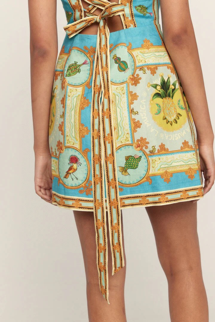ALM La Musica Tie Back Linen Mini Dress