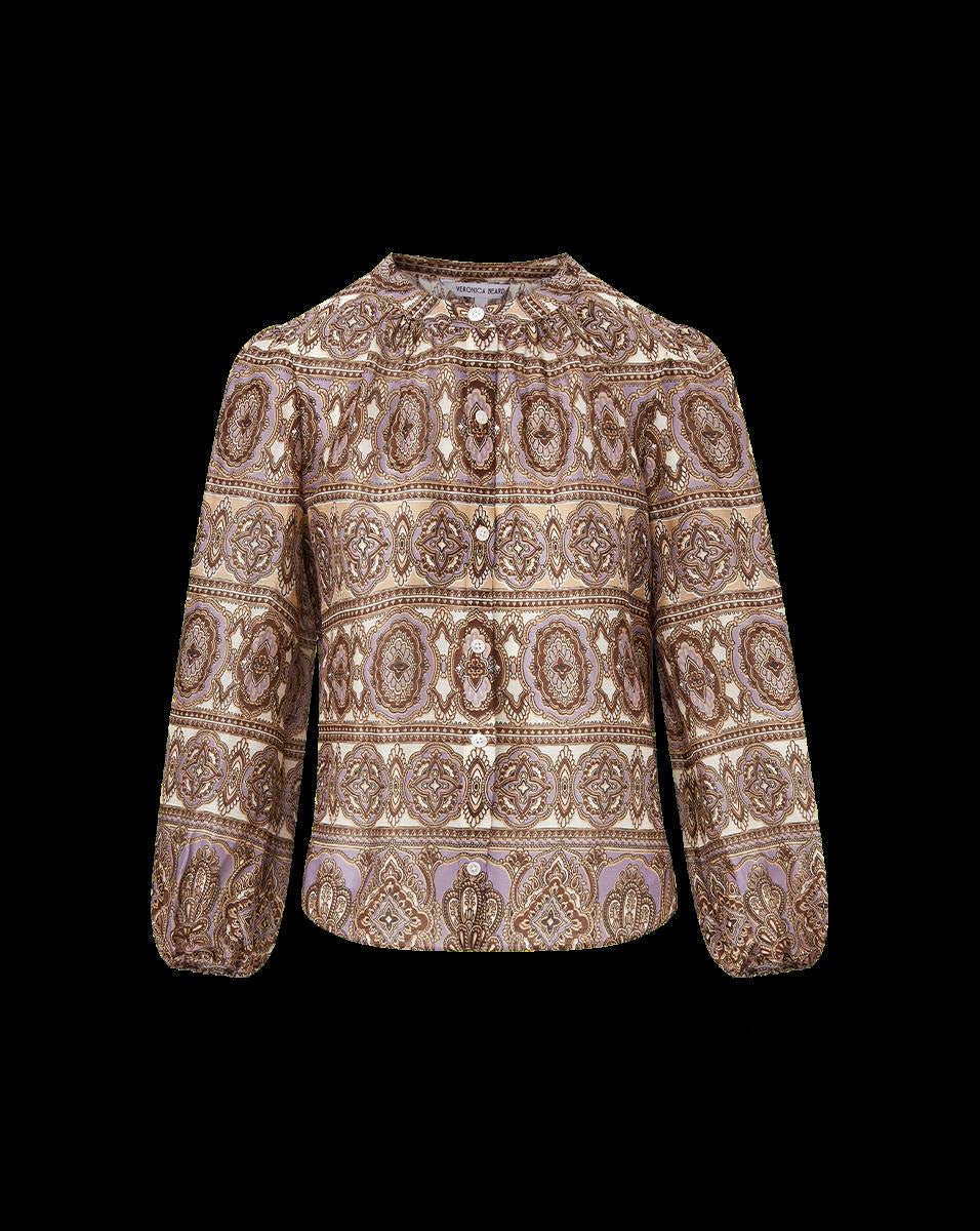 VB Ashlynn Silk-Linen Blouse Top