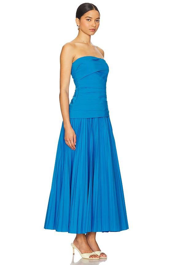 SK Arie Bandeau Pleated Cotton Midi Dress