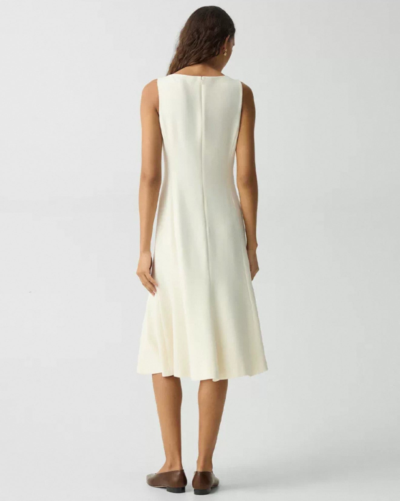TH Sleeveless Fit-and-Flare Mermaid Midi Dress in Admiral Crepe