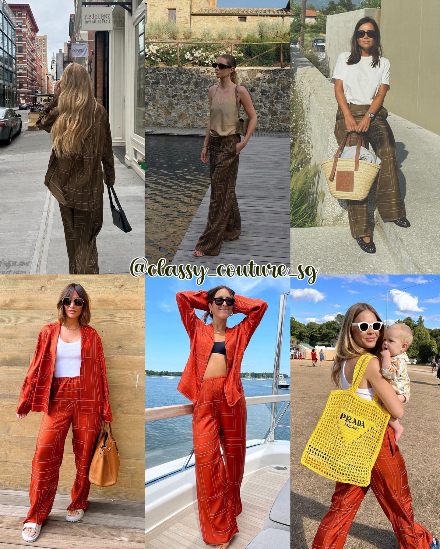 Tot Monogram Silk PJ Shirt Top | Shorts | Pants | Set