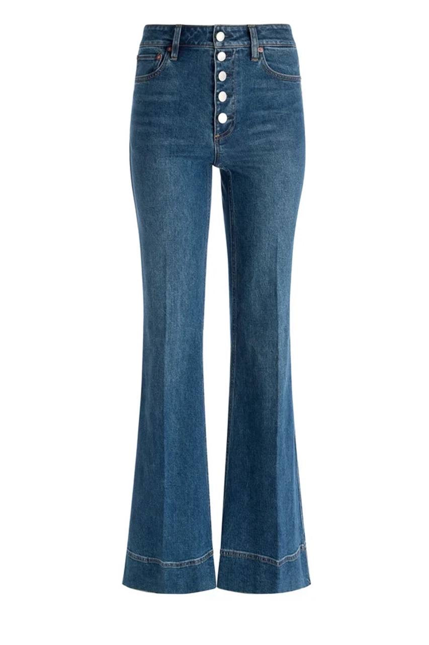 Missa Button-front Stretch-Cotton Denim Flared Jeans