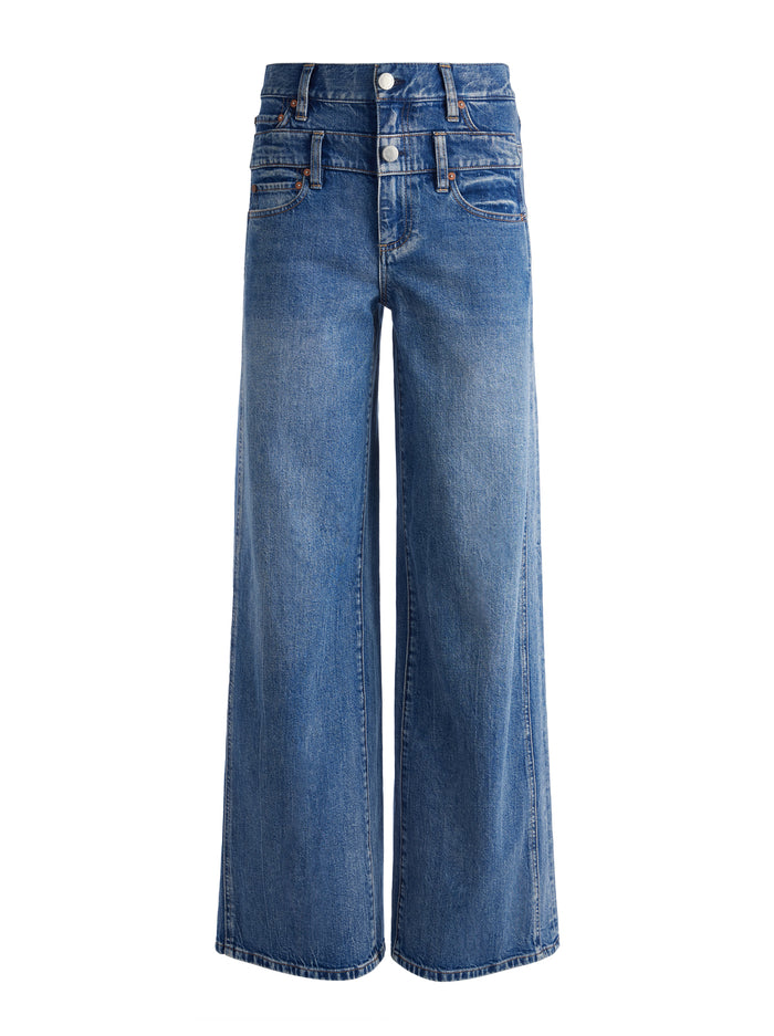 AO Double Waistband Wide Leg Jeans Pants