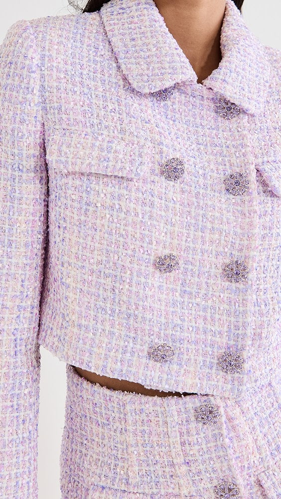SP Lilac Boucle Cropped Jacket | Purple Mini Skirt | Set