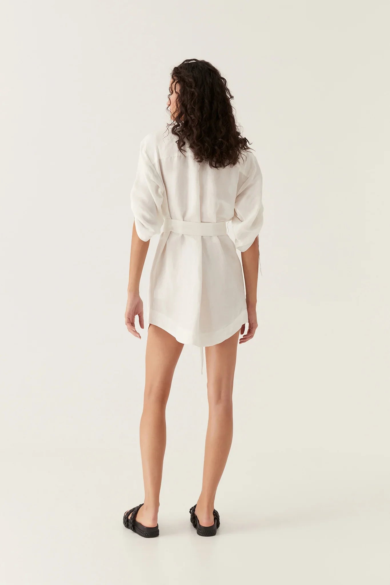 AJ Signal Logo Shirt Linen-Rayon Mini Dress