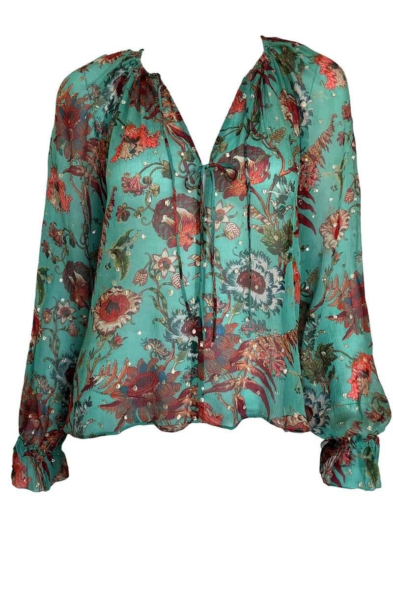 UJ Bernadette Silk Long Sleeve Blouse Top