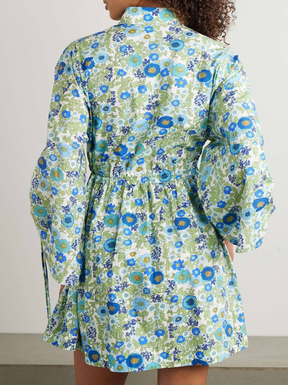 ALM Pam Cotton Floral Ruched Sleeve Mini Dress