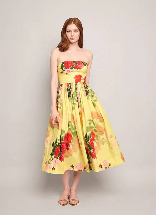 CC Daria Strapless Cotton Midi Dress