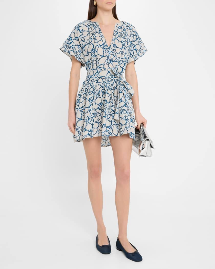 AA Morgan Linen Mini Dress in Lace Floral Flax