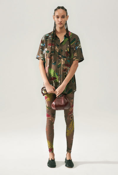 SALE! SL Short Sleeve Boyfriend Shirt Magic Mushroom Silk