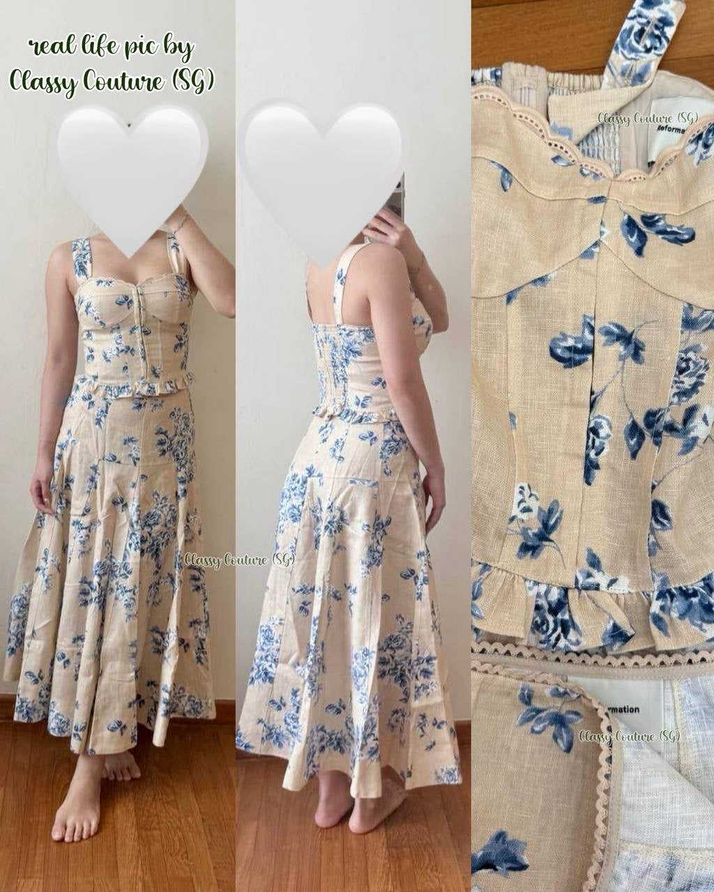 Ref Anatolia Corset Top | Midi Skirt | Linen Two Piece Set