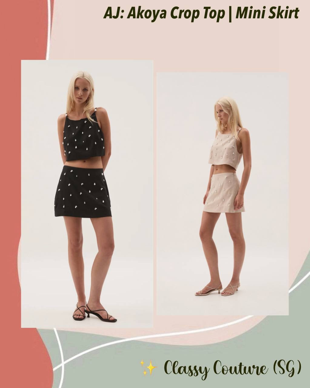 AJ Akoya Crop Top | Mini Skirt | Linen-blend Set