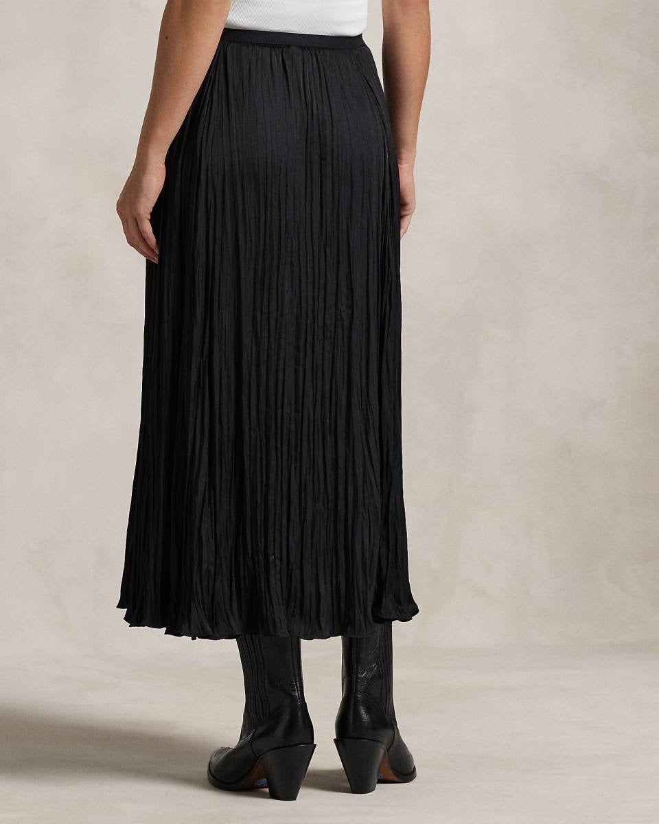 RL Crinkled Satin A-Line Midi Skirt
