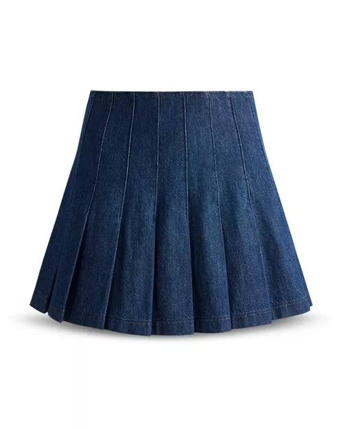 AO Carter Pleated Stretch-Cotton Denim Mini Skirt