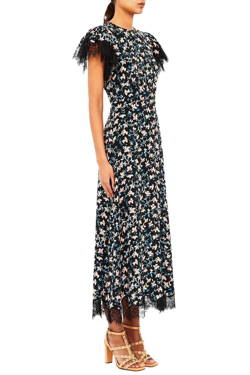 UJ Renee Cape Sleeve Silk Midi Dress