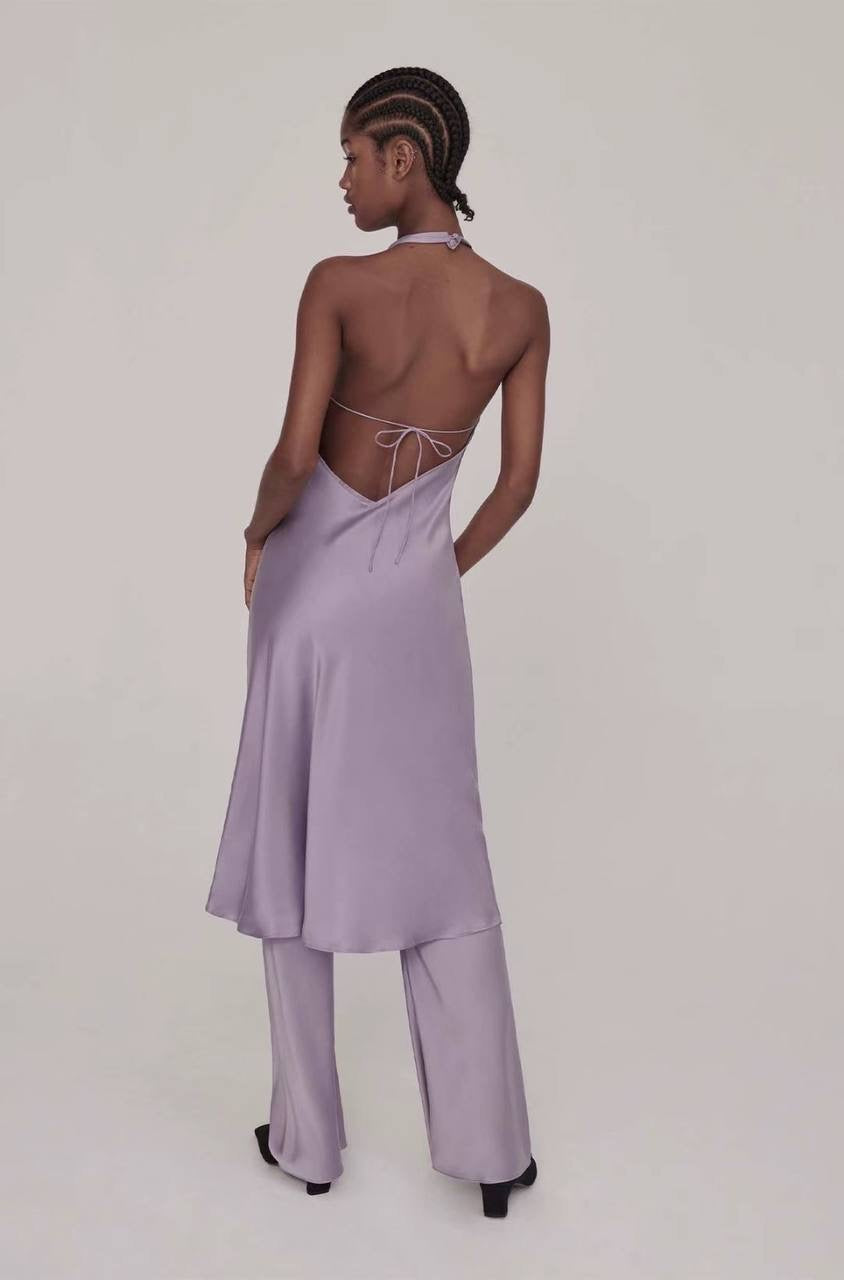 SL Halter Silk Midi Dress