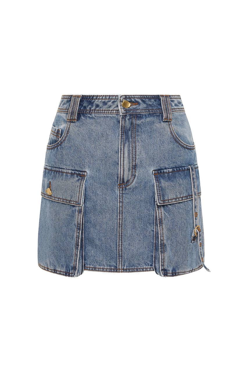 AJ Juno Denim Shirt | Micro Mini Skirt | Set