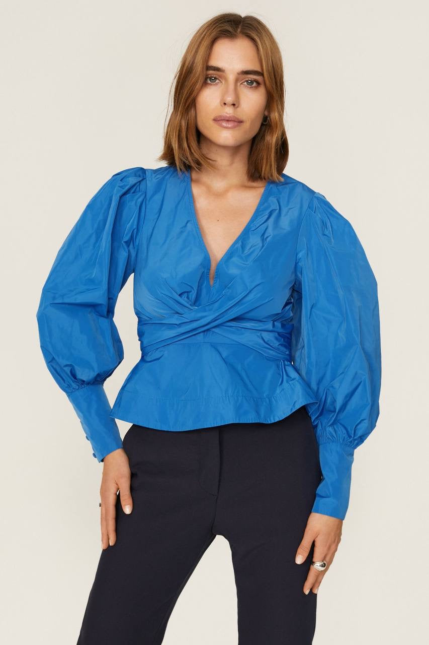 VB Seema Taffeta V Wrap Waist Top