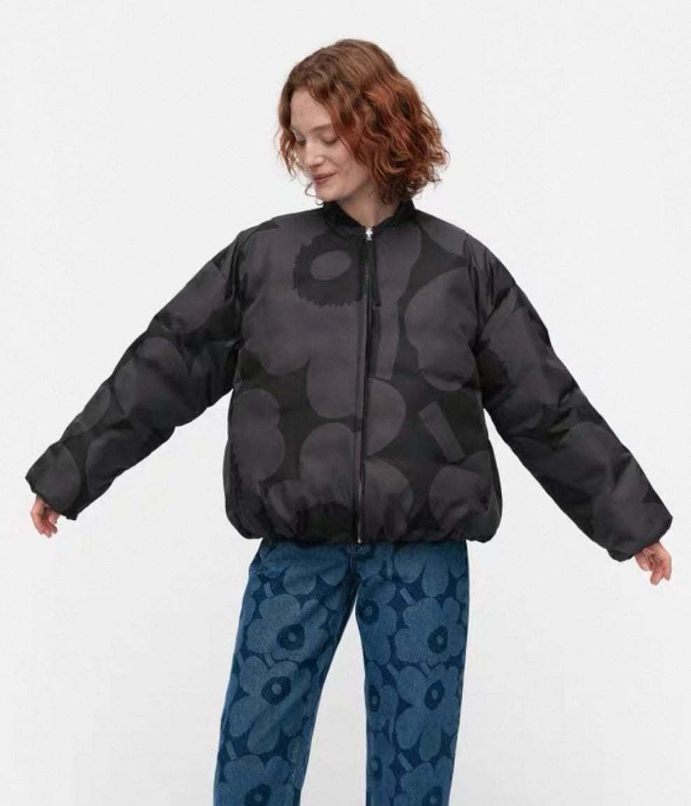 MMK Holkki Unikko Lightweight Reversible Padded Jacket in black/grey