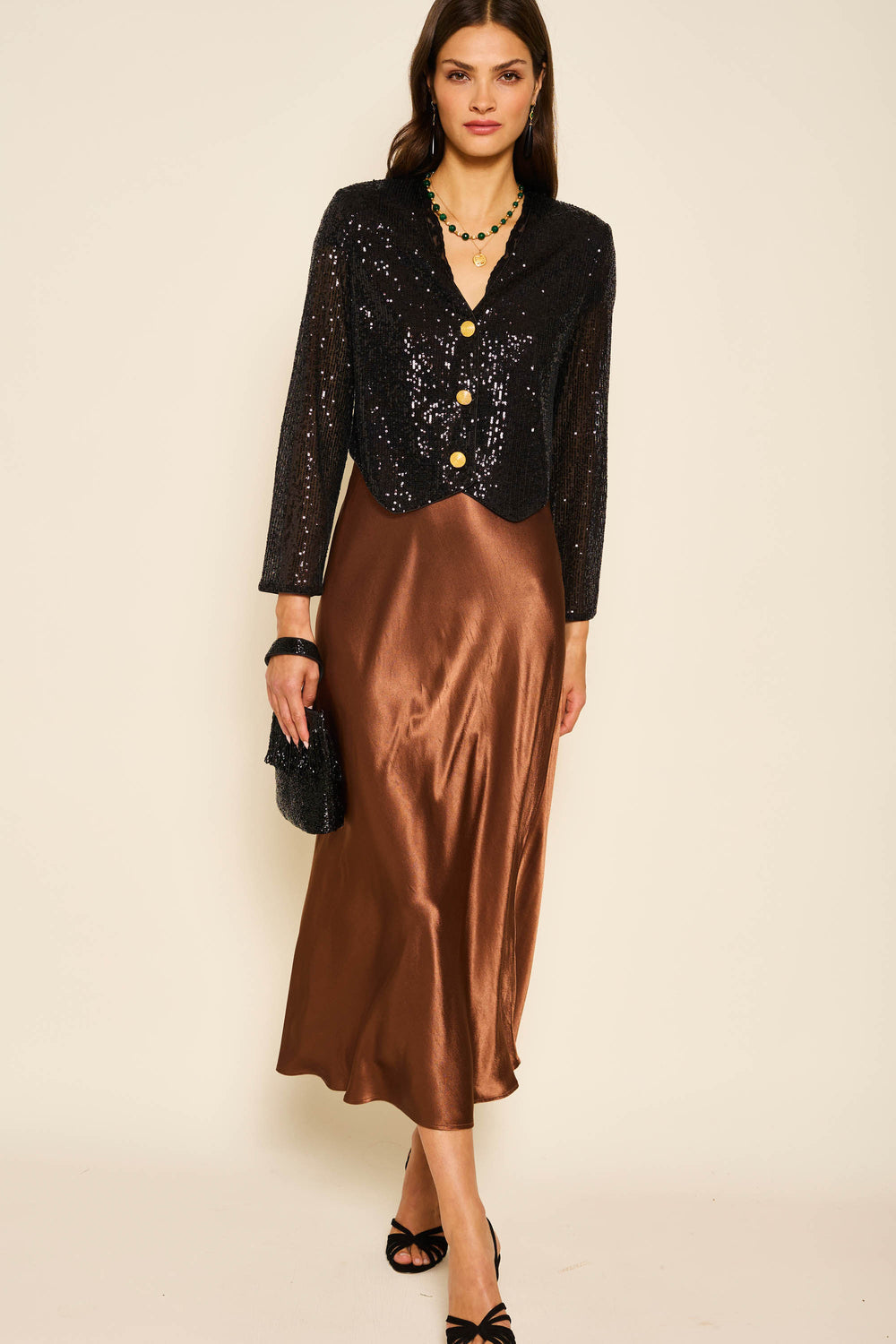 RX Amari Viscose Satin Midi Dress