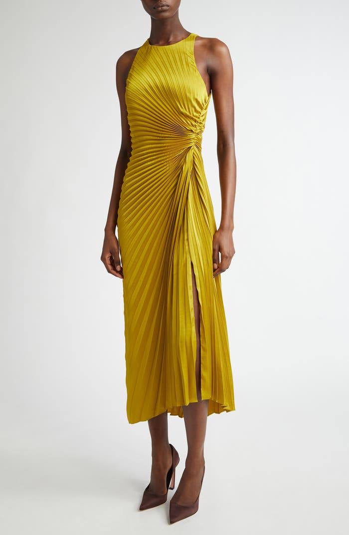 3 Colors! ALC Reagan Asymmetric Pleated Midi Dress