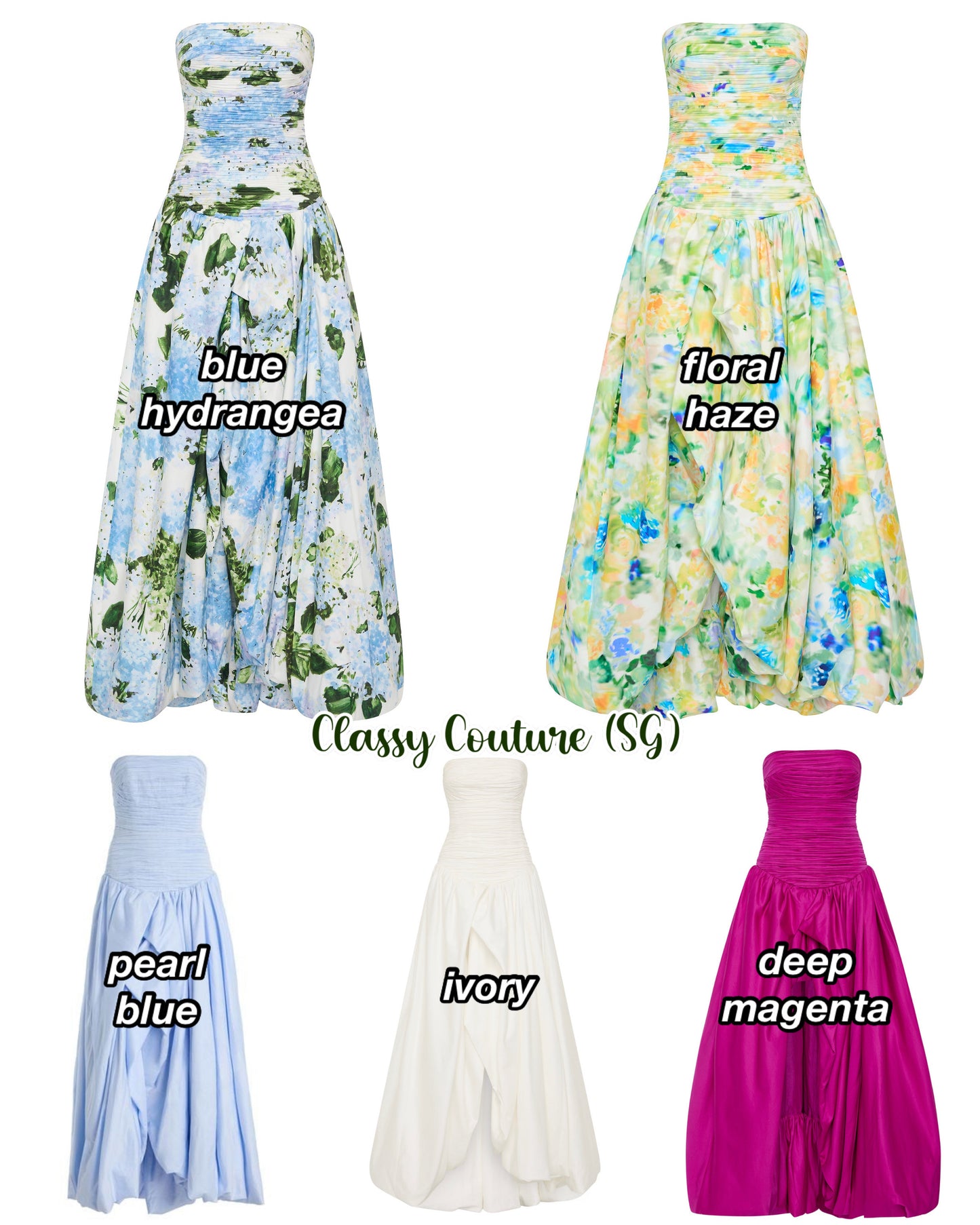 5 Colors! AJ Violette Bubble Hem Maxi Dress