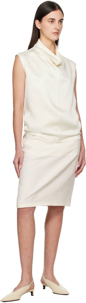 TOT Sleeveless Cady Funnel-Neck Blouse Top
