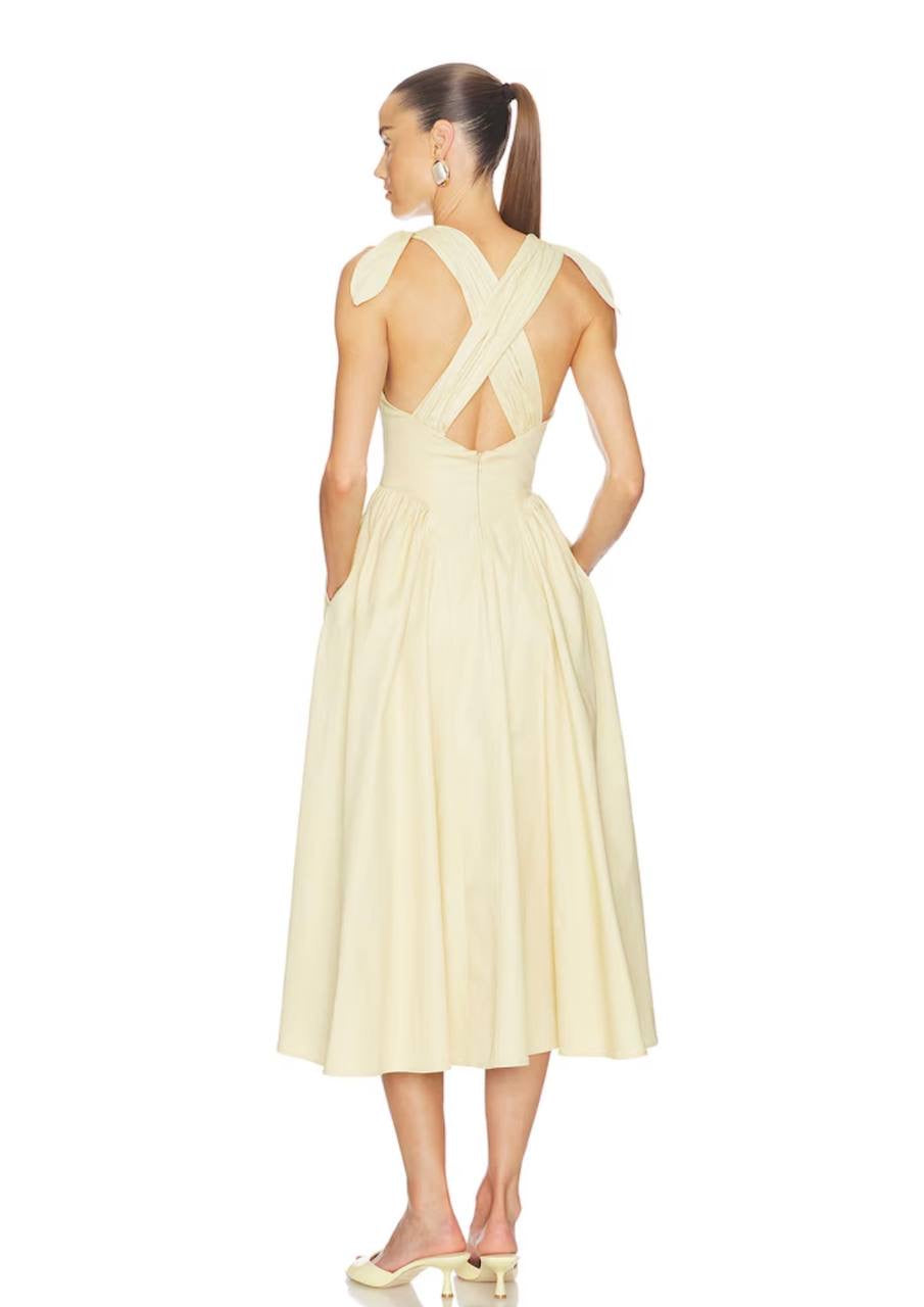 HS Fairweather Cotton Ribbon-strap Midi Dress