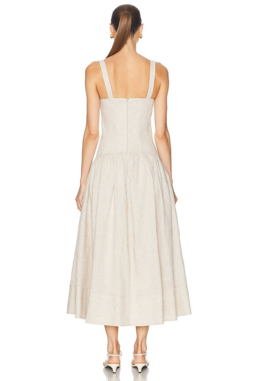 NC Makenna Dropwaist Linen Midi Dress