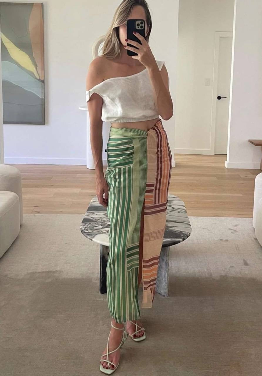 STL Marisol Twist Midi Skirt Silk-Wool