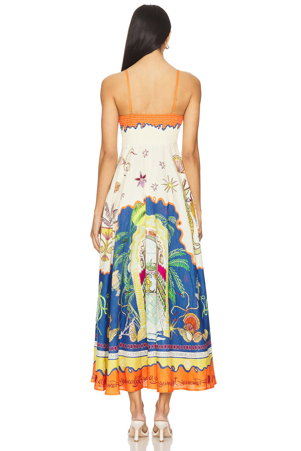 ALM Surrealist Summer Linen Midi Dress Sundress