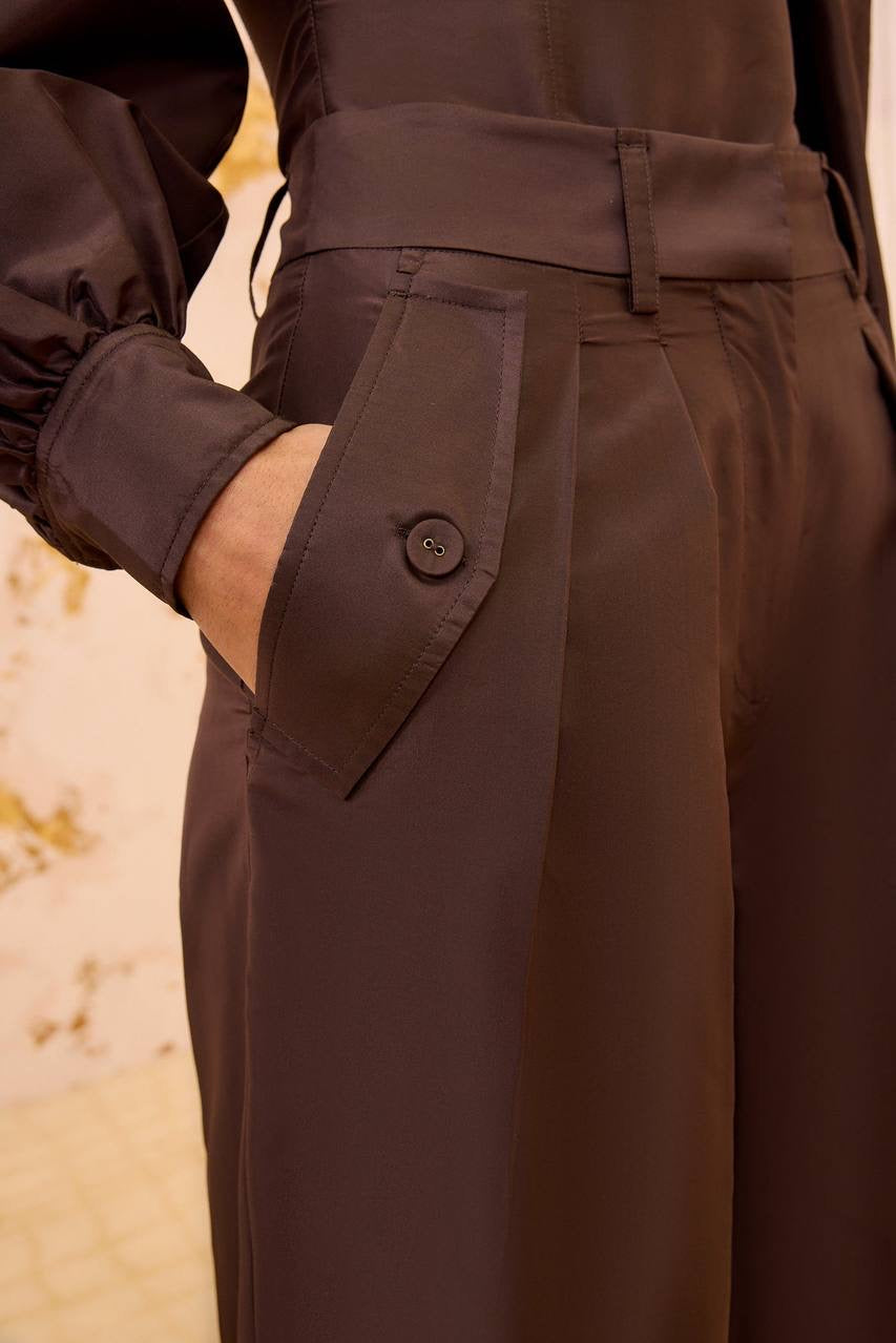 UJ Talie Short Sleeve Blouse Top | Charlie Wide Leg Pants | Silk Set