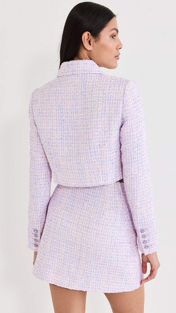 SP Lilac Boucle Cropped Jacket | Purple Mini Skirt | Set