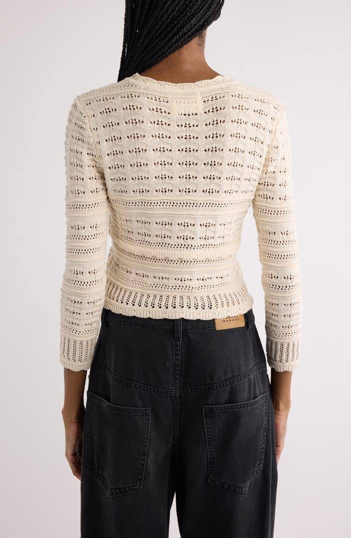 IM Ajaline Mixed Pointelle Cotton Cardigan