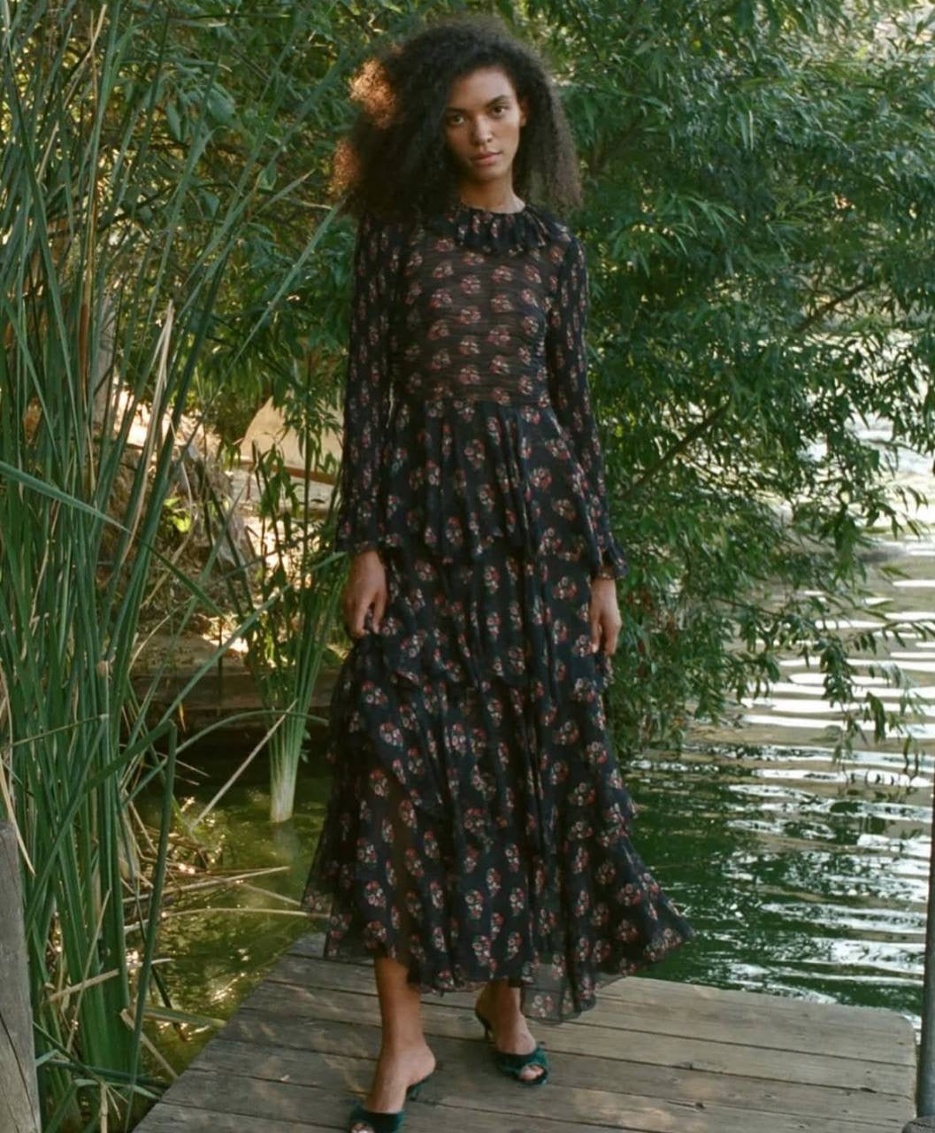 DN Ciara Silk Georgette Tiered Maxi Dress