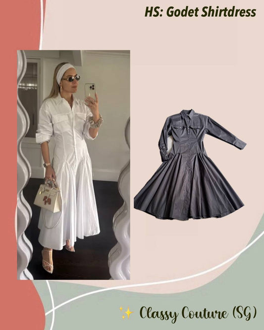 HS Godet Shirtdress Cotton Midi Dress