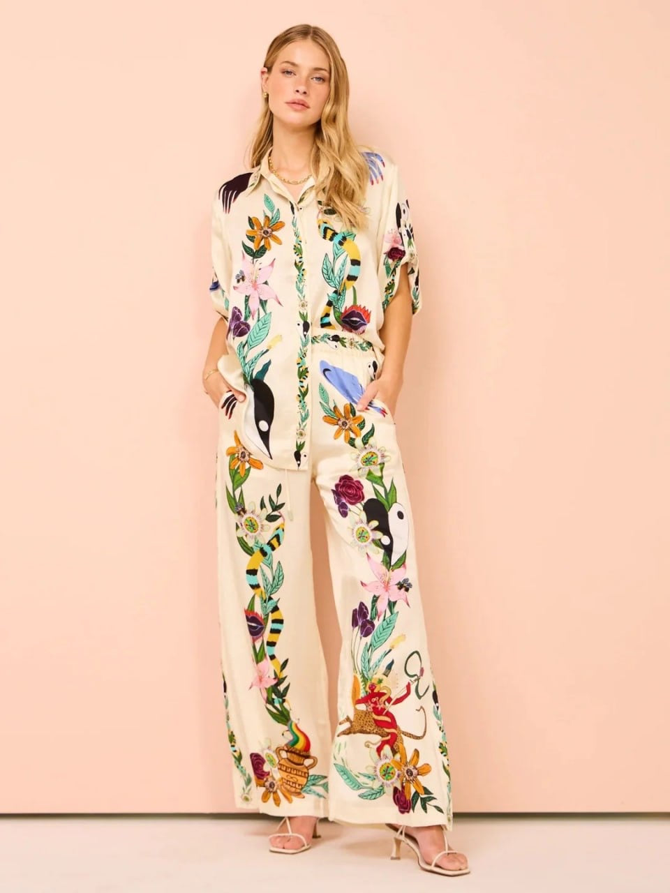 ALM Meagan Oversized Silk Shirt | Pants | Set