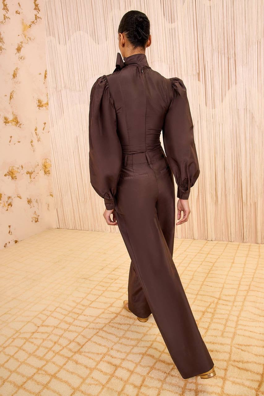 UJ Talie Short Sleeve Blouse Top | Charlie Wide Leg Pants | Silk Set