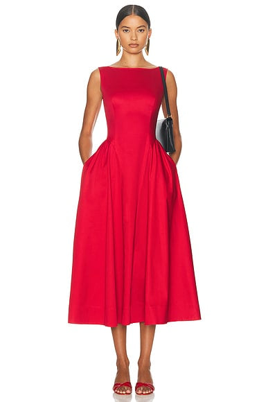 Restock! HS Stretch-Cotton Sateen Midi Dress