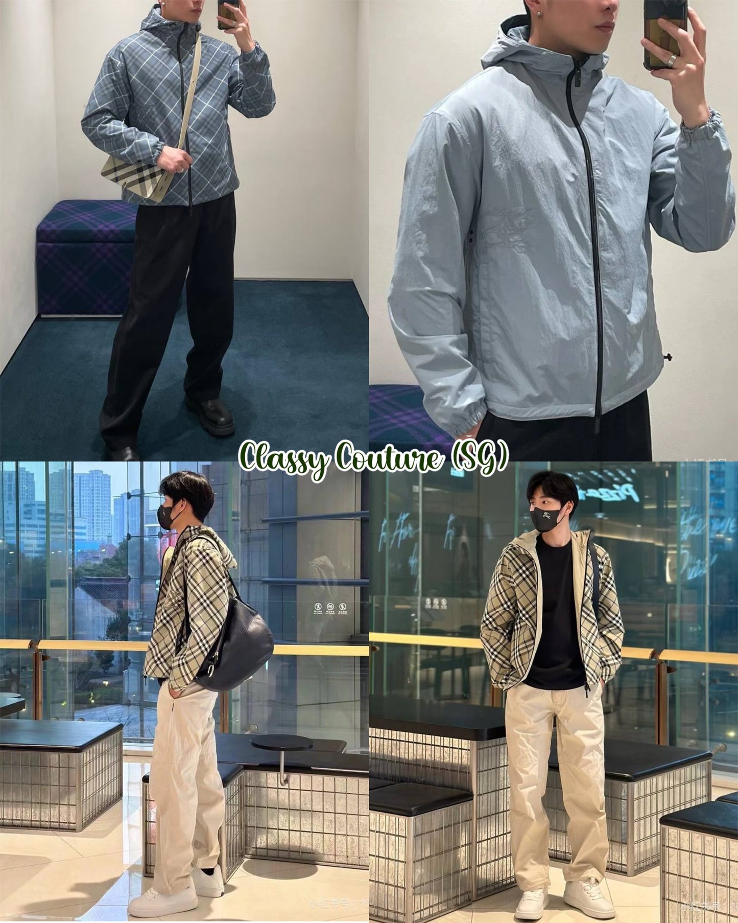 BBR Men's Reversible Check Hooded Jacket