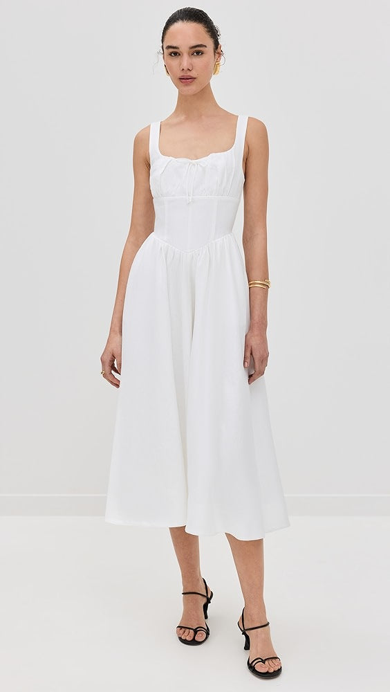 (PART 2/2) Ref Balia Midi Dress in White Linen | Parmesan Linen | Cotton Blue Denim