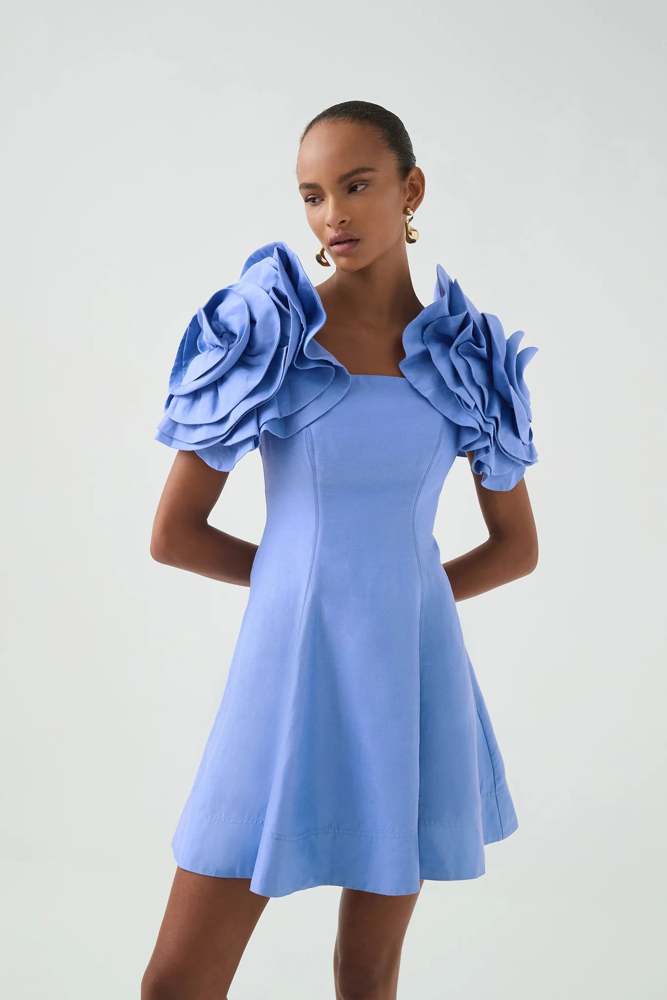 AJ Twyla Linen-Viscose Mini Dress