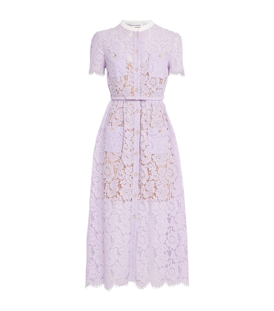 SP Lilac Lace Button Front Midi Dress