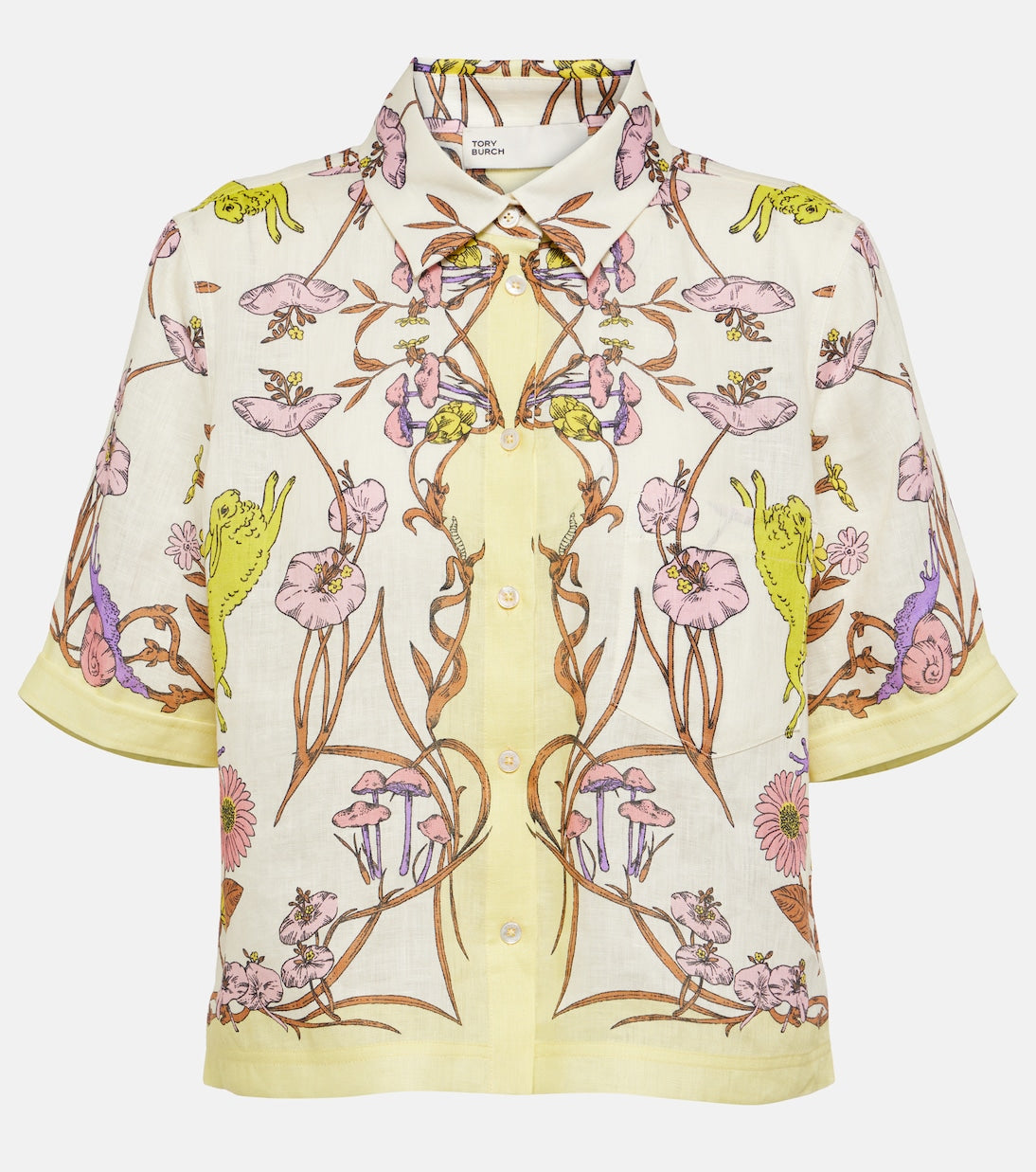 TB Botanical Print Linen Camp Shirt | High-Rise Shorts | Set